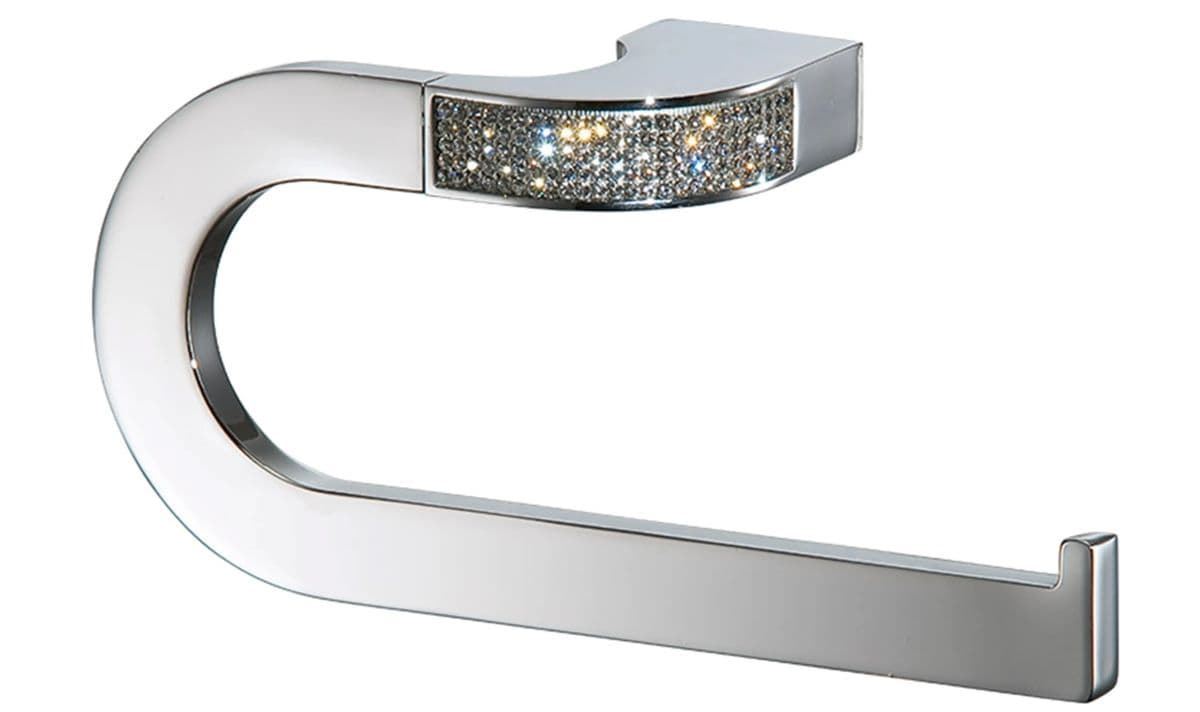 Toallero anilla pequeña serie CARMEN acabado cromo + Swarovski blanco - Imagen 1