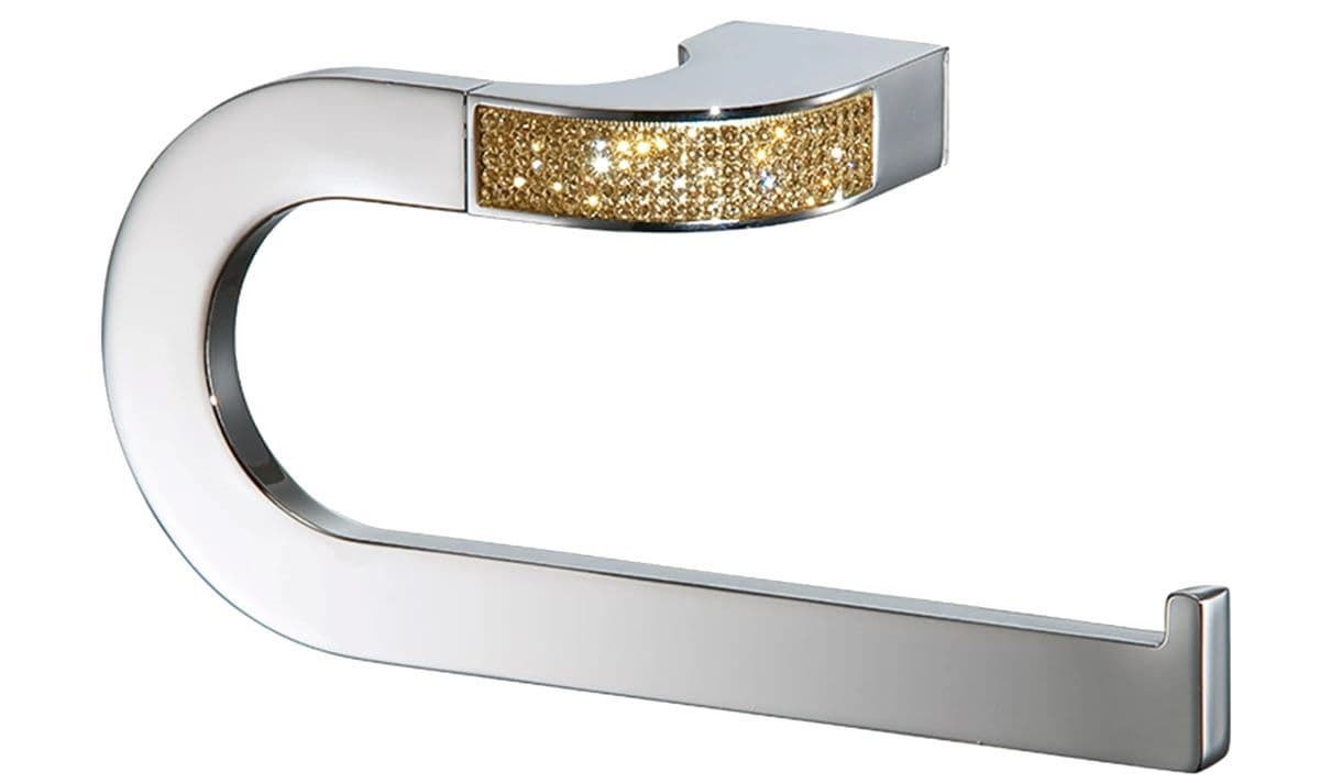 Toallero anilla pequeña serie CARMEN acabado cromo + Swarovski oro - Imagen 1