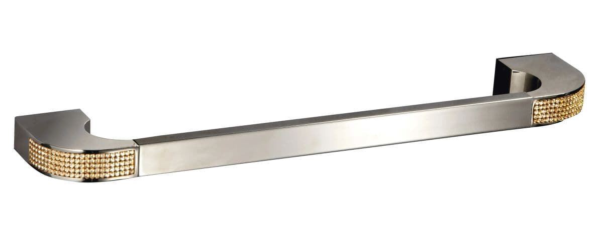 Toallero de barra 35 cm serie CARMEN acabado cromo + Swarovski oro - Imagen 1
