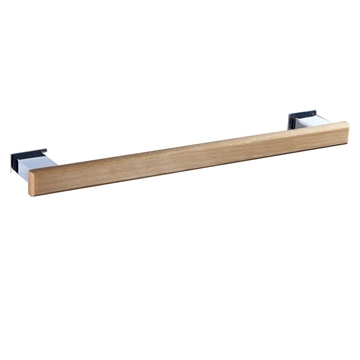 Toallero de barra 45 cm serie NATURA acabado madera y cromo - Imagen 1
