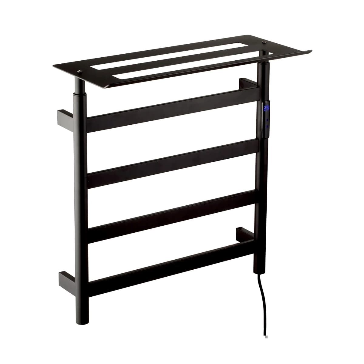 Toallero eléctrico con repisa acabado negro mate - Imagen 1